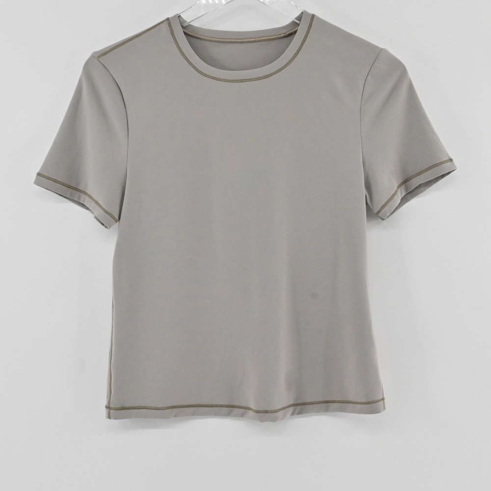 Spanx Short Sleeve Crewneck T-Shirt Womens Size M Stone Grey Smoothing 51006R
